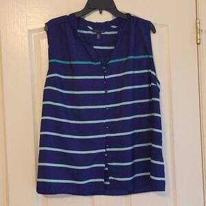 Tommy Hilfiger Blue Striped Sleeveless‎ Shirt Size XL